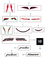 Pulsar NS 200 Комплект наклейки бака (СЕР BSIV) 36JL0132
