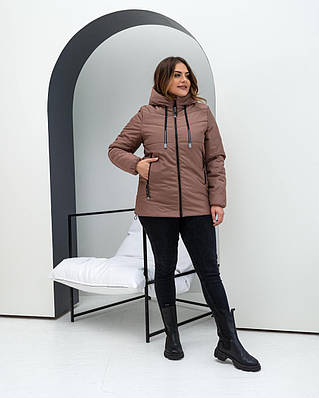 Куртки жіночі демісезонні модні  46-56 темно-бежевий