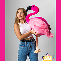 Большая мягкая игрушка розовый фламинго с длинной шеей 90см Плюшевая яркая пушистая детская игрушка Подарок