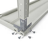 Стелаж сірий 2000х900х400мм,150кг,5 полиць металевий полочний для архіву,офісу,дому,взуття. Стелажі БВ, фото 8