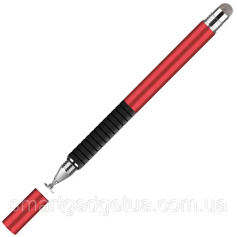 Універсальний Ємнісний Металевий Двосторонній Стілус Червоний 2 в 1 Touch Pen для телефону, планшета, фото 1