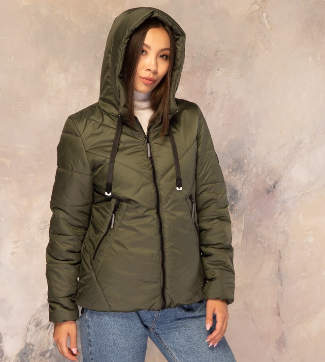 Модні жіночі куртки великого розміру 42,50,52,56 хакі, фото 1