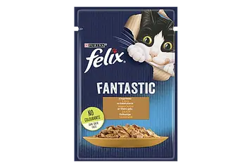 Консервований порційний корм для дорослих котів FELIX® Fantastic (Фелікс Фантастік). З індичкою. Шматочки у