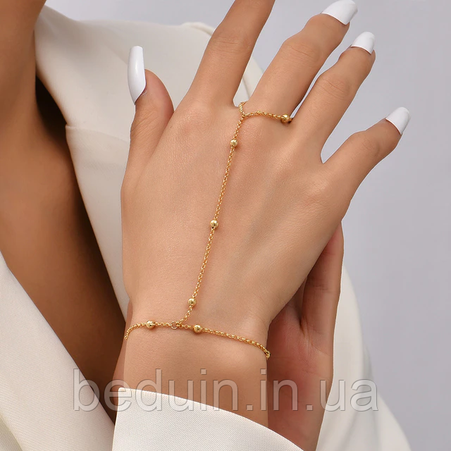 Стильний слейв браслет через палець "Грація" — золотистий Aushal Jewellery