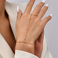 Стильный Слейв-браслет через палец "Грация" - золотистый №17 Aushal Jewellery
