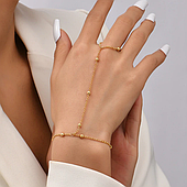 Стильний Слейв-браслет через палець "Грація" — золотистий No17 Aushal Jewellery