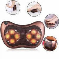 Массажная подушка Massage Pillow для шеи и спины инфракрасный роликовый массажер 8 роликов