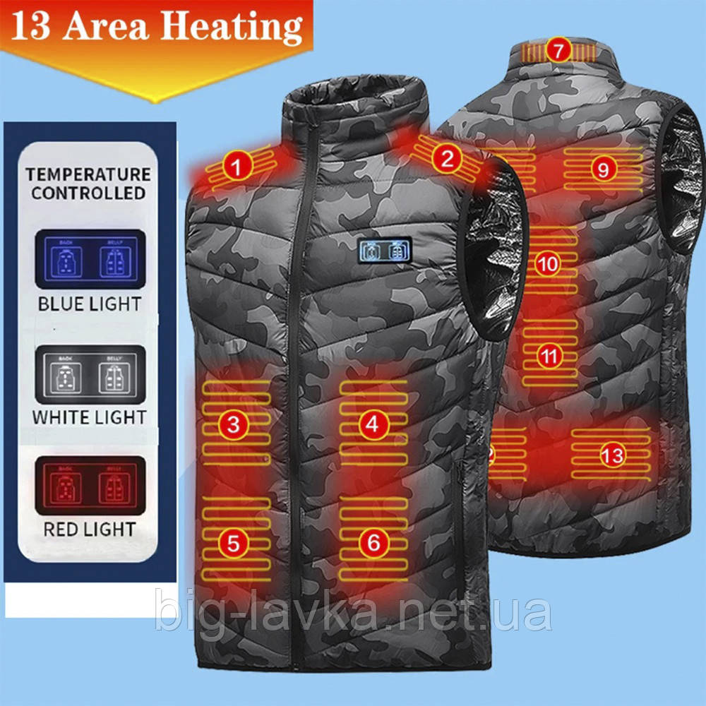Жилетка з підігрівом від PowerBank 13 зон L Камуфляж, фото 1