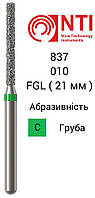 837L-010-FG NTI Бор Алмазный цилиндр длинный с плоским концом для турбины ( Зеленый ) 837L.314.010 C
