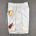 Білі баскетбольні шорти Маямі Хіт Miami Just Don NBA Swingman shorts, фото 4