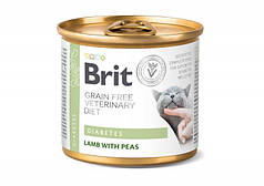 Вологий корм для котів при цукровому діабеті Brit VetDiets Diabetes, 200 г (ягня та горох)