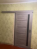 Двері міжкімнатні Леодор Leodor модель Рим у кольорі льон грей зі склом сатин 60,70, 80, 90 см, фото 5