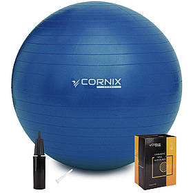 М'яч для фітнесу (фітбол) Cornix 55 см Anti-Burst XR-0015 Blue