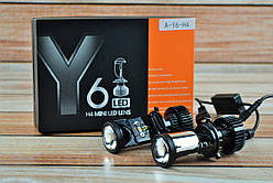 Лампочки у фару Лінзи 80W  LED Y-6 H4 miniled LINS Ближнє світло чітка межа світла