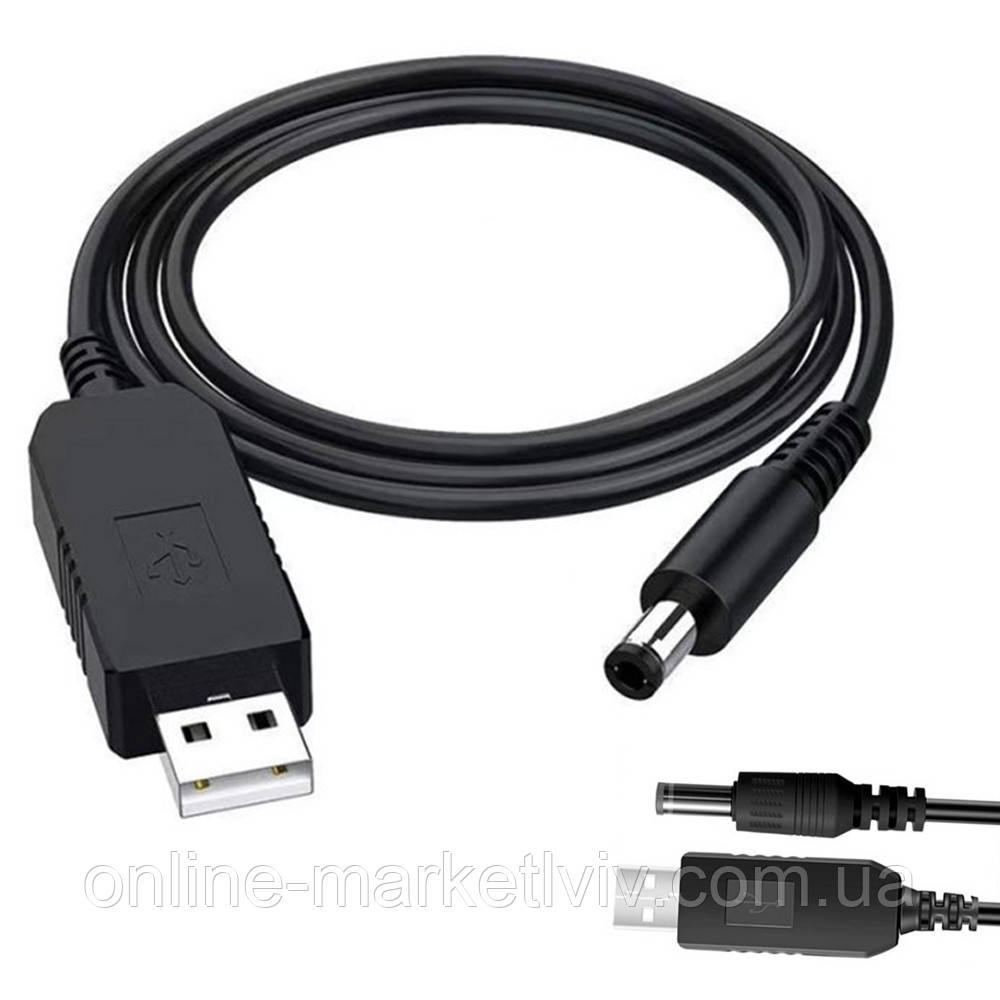 Кабель живлення USB-DC для роутера 12V, Чорний / Шнур для роутера Wifi / USB кабель для роутера