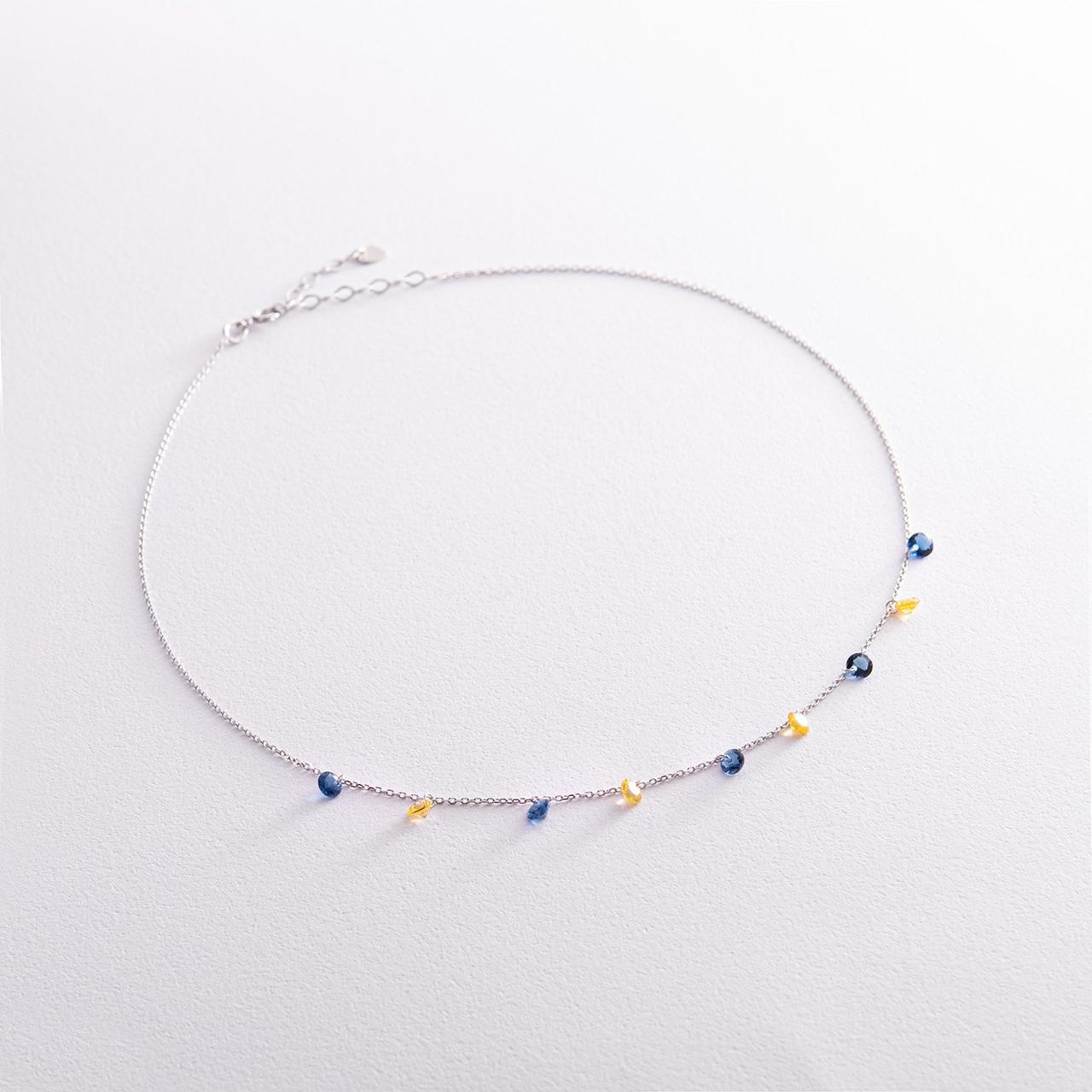 Кольє "Українка" в білому золоті (сині та
жовті фіаніти) колін2248 Zipexpert ZIPEXPERT, фото 1