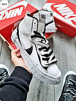 Белые мужские кроссовки Nike, белые кожаные мужские кроссовки Найк, стильные мужские кроссовки Nike Blazer