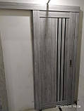 Двері міжкімнатні Леодор Leodor модель Мілан у кольорі білий льон із чорним склом 60,70,80, 90 см, фото 7