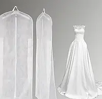 Чохол для одягу, весільних суконь з клином на блискавці білий, 60*170*20 см