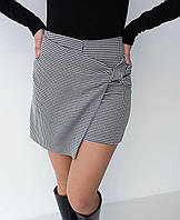 Нарядная короткая юбка-шорты лапка черно-белая