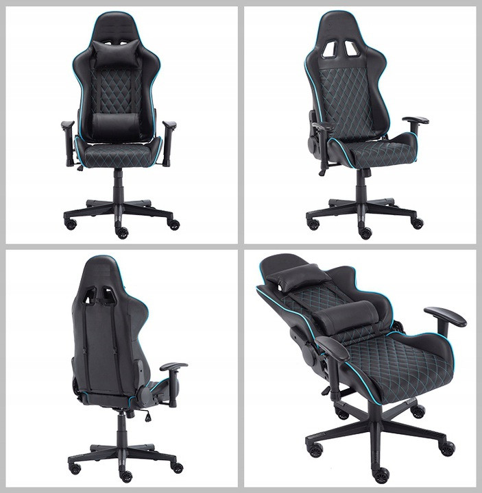 Геймерское кресло Venom Chairs VER 7.1 Черное с голубыми вставками - фото 4 - id-p1753735104