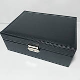 Скринька для прикрас шкірозамінник чорна з комірками, фото 3