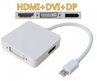 Перехідник mini DisplayPort M --> HDMI/DisplayPort/DVI (24+5), FHD 1080p, кабель 0.2 м