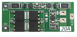 Контроллер BMS 2S 20A с балансировкой для Li-ion сборки из 2-х аккумуляторов