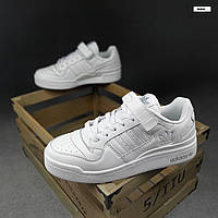 Мужские кроссовки Adidas Forum Low (белые) низкие модные молодёжные весенние кеды О10808 топ