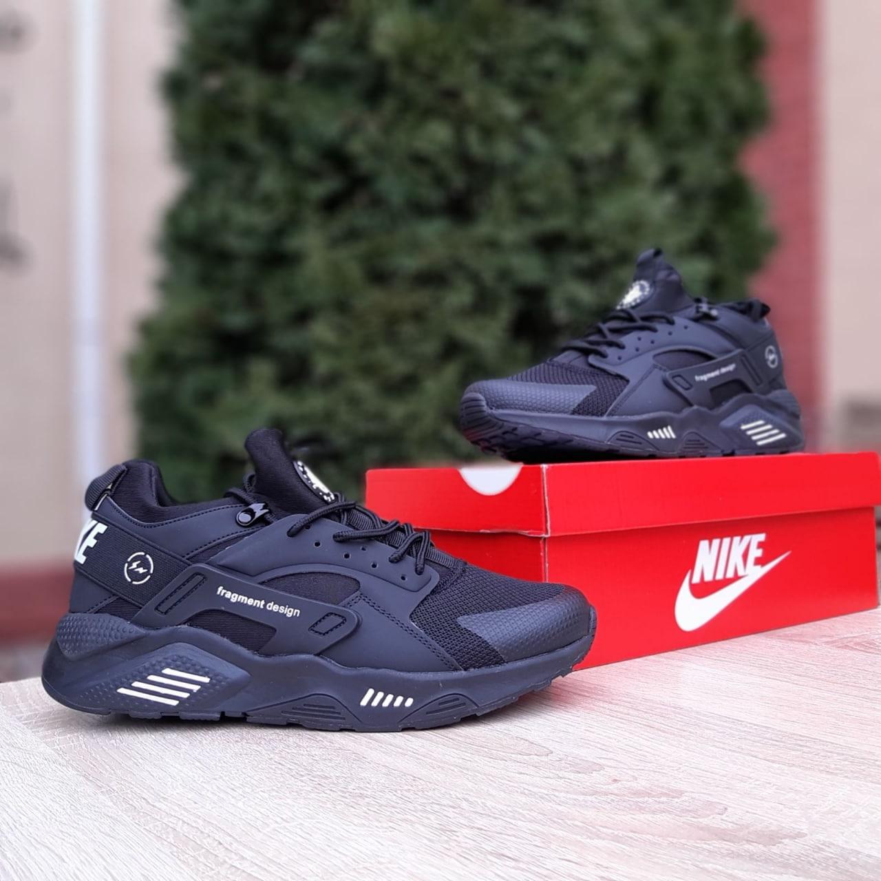 Чоловічі кросівки Nike Huarache Fragment design (чорні з білим) легкі спортивні кроси О10812 топ, фото 1