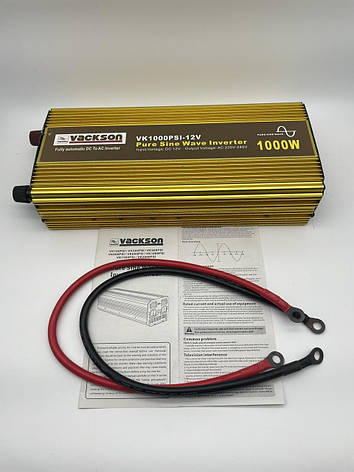 Автомобільний перетворювач напруги VACKSON PURE SINE INVERTER VK1000PSI-12V1000 чиста синусоіда, фото 1
