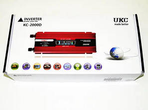 Автоінвертор 12V-220V перетворювач напруги UKC KC-2000D 2000W з LCD дисплеєм, фото 3