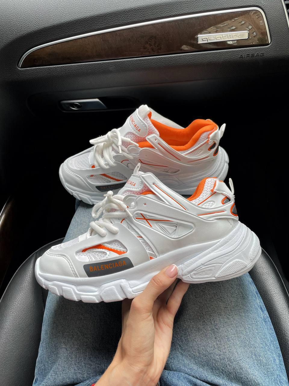 Жіночі кросівки Balenciaga Track white/orange (білі з жовтогарячим) молодіжні весняні кроси BA0027 топ, фото 1