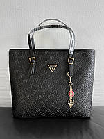 Женская сумка шопер Guess (черная) Gi5166 большая стильная красивая деловая с монограммой топ