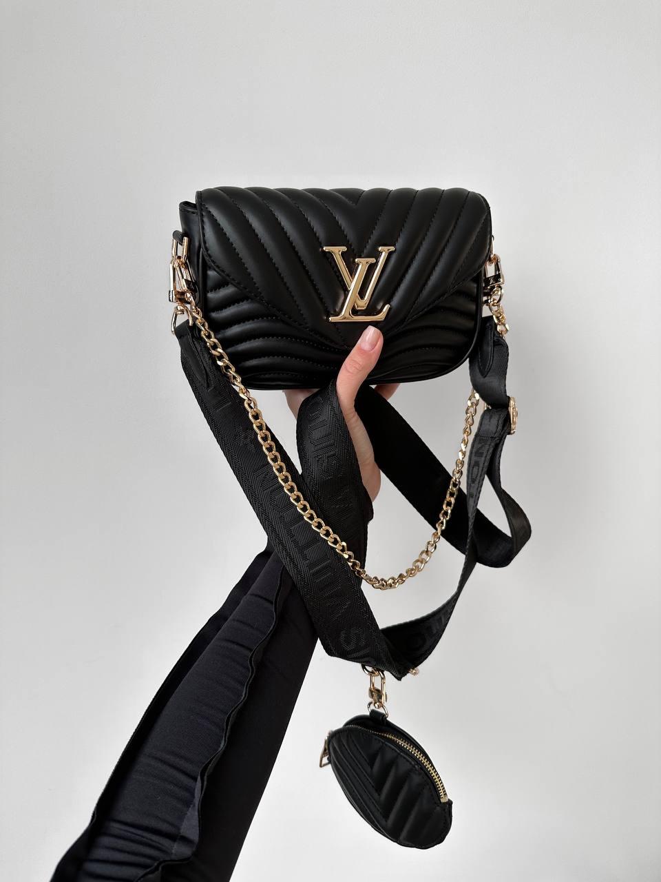 Жіноча подарункова сумка LV New Wave Multi Pochette (чорна) Gi4171 красива модна стильна екошкіра топ