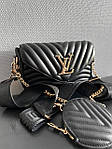Жіноча подарункова сумка LV New Wave Multi Pochette (чорна) Gi4171 красива модна стильна екошкіра топ, фото 8
