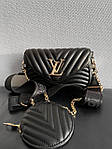 Жіноча подарункова сумка LV New Wave Multi Pochette (чорна) Gi4171 красива модна стильна екошкіра топ, фото 10