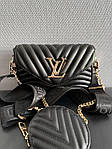 Жіноча подарункова сумка LV New Wave Multi Pochette (чорна) Gi4171 красива модна стильна екошкіра топ, фото 11