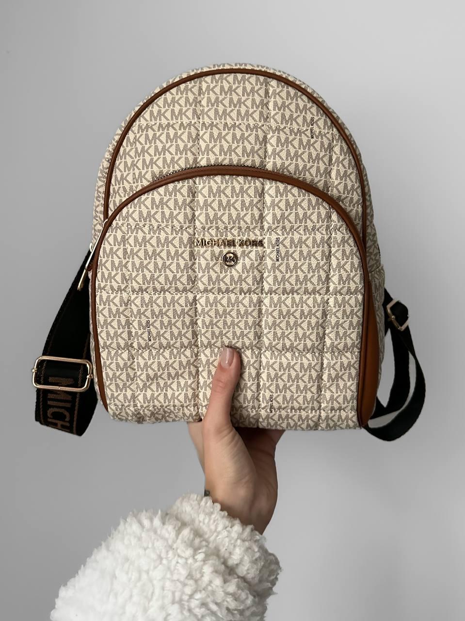 Жіночий міський рюкзак MK Backpack (бежевий) Gi16103 середній розмір якісний гарний із монограмою топ