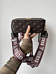 Жіноча подарункова сумка Guess Crossbody (коричнева) Gi5302стильна красива на довгому текстильному ремені топ, фото 7