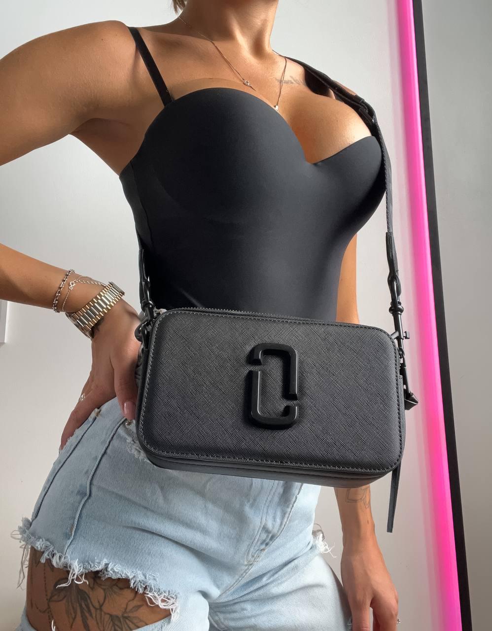 Жіноча подарункова сумка клатч Marc Jacobs Total Black Logo (чорна) Gi8060 модна гарна стильна топ