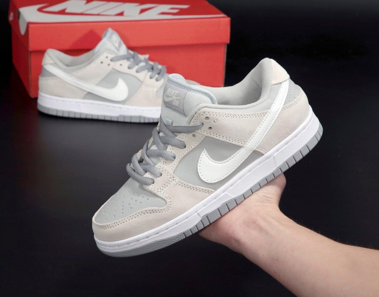 Чоловічі кросівки Nike Dunk (сірі з білим) низькі молодіжні весняні осінні кеди К14216 top