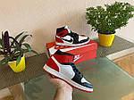 Жіночі високі кросівки Nike Air Jordan 1 Retro (чорно-біло-червоні) D296 якісні спортивні топ, фото 3