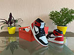 Жіночі високі кросівки Nike Air Jordan 1 Retro (чорно-біло-червоні) D296 якісні спортивні топ, фото 6