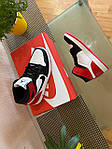 Жіночі високі кросівки Nike Air Jordan 1 Retro (чорно-біло-червоні) D296 якісні спортивні топ, фото 7