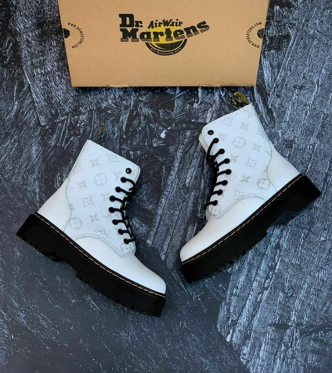 Жіночі зимові черевики Dr. Martens x LV Jadon White (білі з чорним) модне тепле взуття PD6470 топ