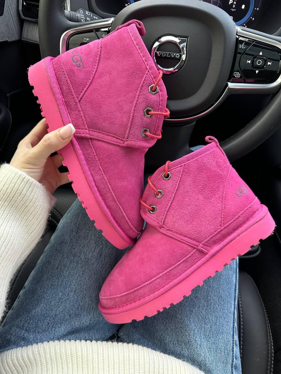 Жіночі зимові уги Ugg Neumel "II Pink" (рожеві) коротке повсякденне тепле взуття з хутром UG078 топ