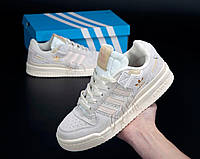 Женские кроссовки Adidas Forum 84 (светло-серые с бежевым и белым) низкие модные весенние кеды К14214 cross