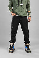 Мужские джинсы джогеры (черные) А16030 молодежные стильные базовые без дырок потертостей топ