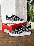Чоловічі кросівки Nike Air Force 1 Low Worldwide (чорні з білим) низькі модні кеди з малюнками J3520 топ, фото 6
